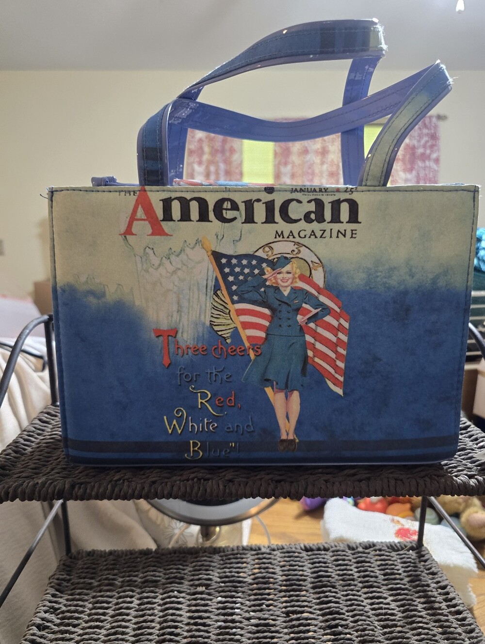 Walt Disney American Magazine Vintage-Inspired Blue Graphic Tote Bag